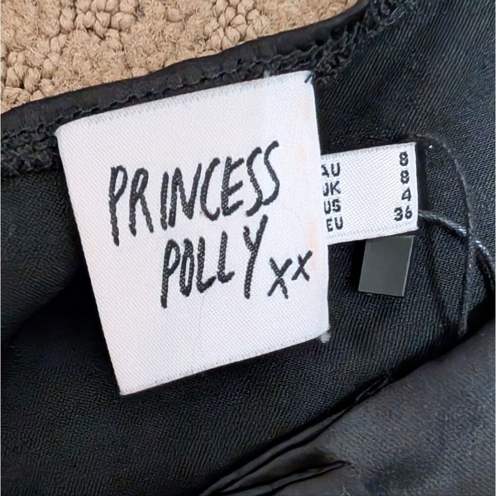 NWT Princess Polly Watch me long sleeve black crop top satin twee Coquette 4 - Picture 3 of 8